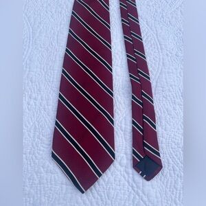 Brooks Brothers Men’s Tie Crimson 346 Pure Silk Dark Red Blue Striped Ivy League